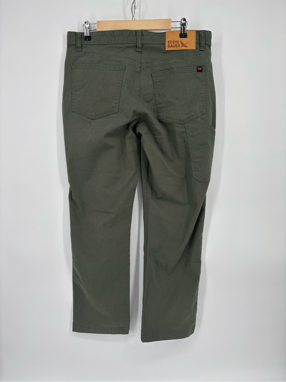 Eddie Bauer Mens Canvas Utility Pants 34x30 Green Stretch Workwear Outdoor Chino - Picture 12 of 14